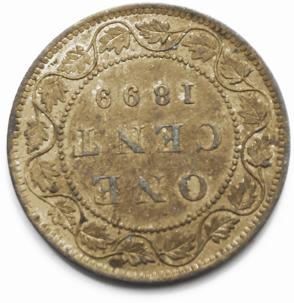 1899 1c Canada Large One Cent Penny KM#7 Bronze AU