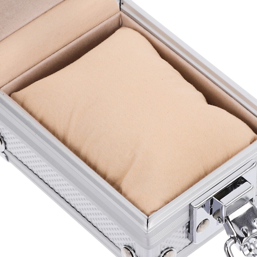 1PC Watch Container Box with Lock Watch Storage Silver Case for Gift