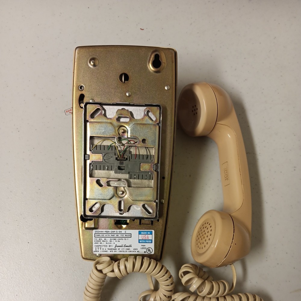 Vintage ITT Beige Wall Phone Push Button Touch Tone