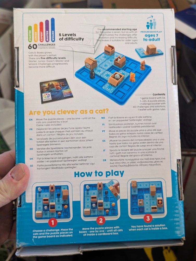 CATS & BOXES Single Player Logic Board Game 100% COMPLETE 2022