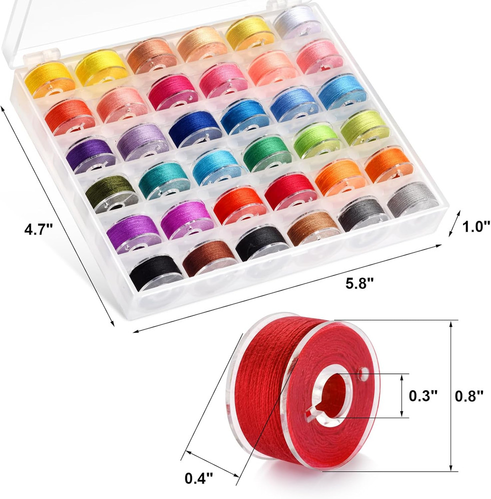72pcs Sewing Thread Kit, 36 Colors, 400 Yards per Spool Polyester Thread, Prewou