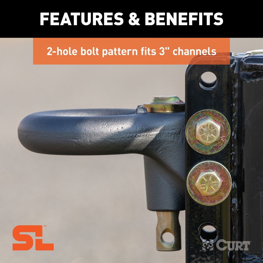Curt-SecureLatch Channel-Style Lunette Ring (25,000 lbs, 3" ID)
