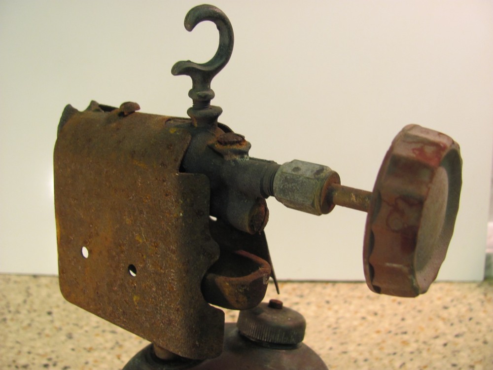 Antique Blow Torch w/ wooden Handle
