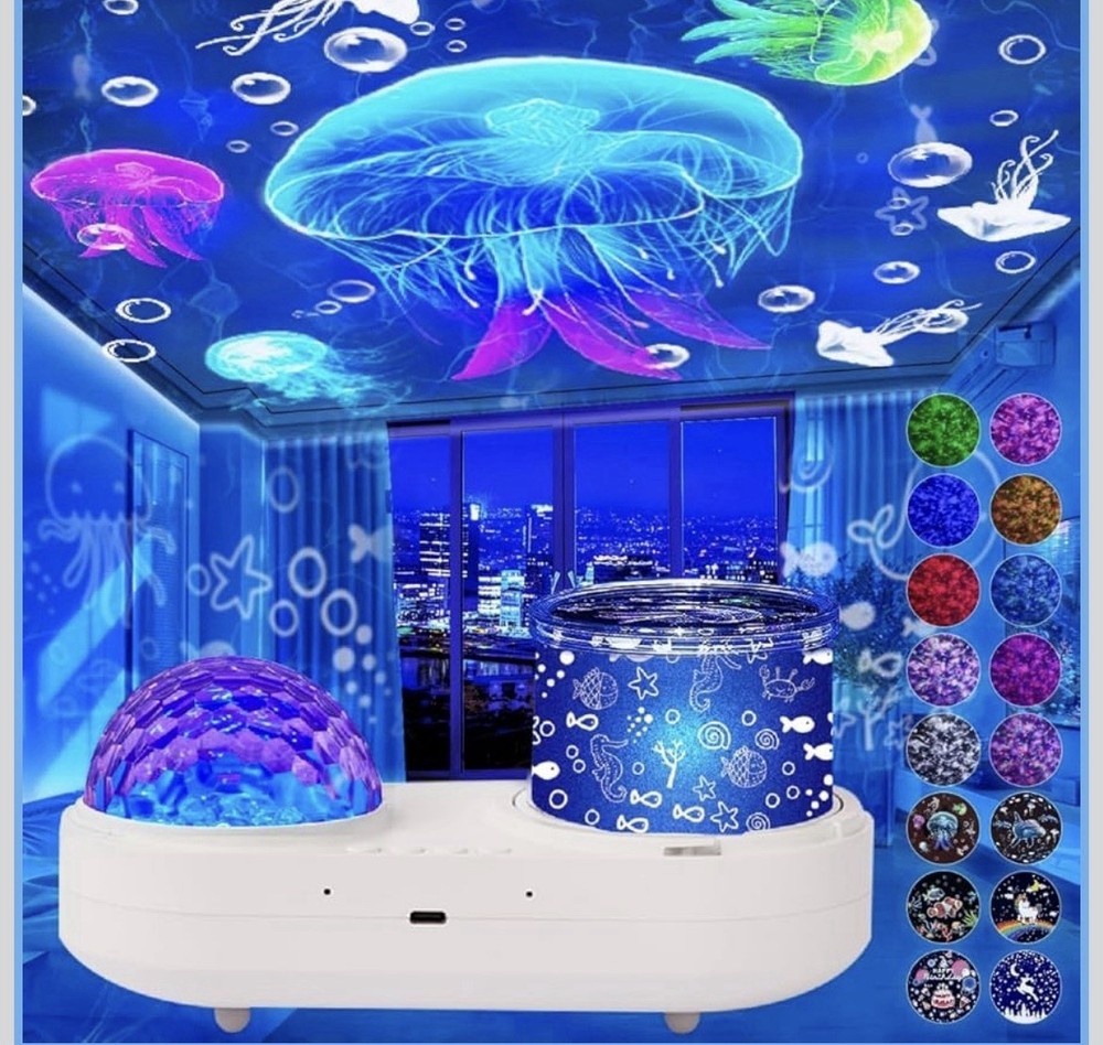 Jellyfish Ocean LED Night Light Projector, Color Changing, Touch Control, Kids