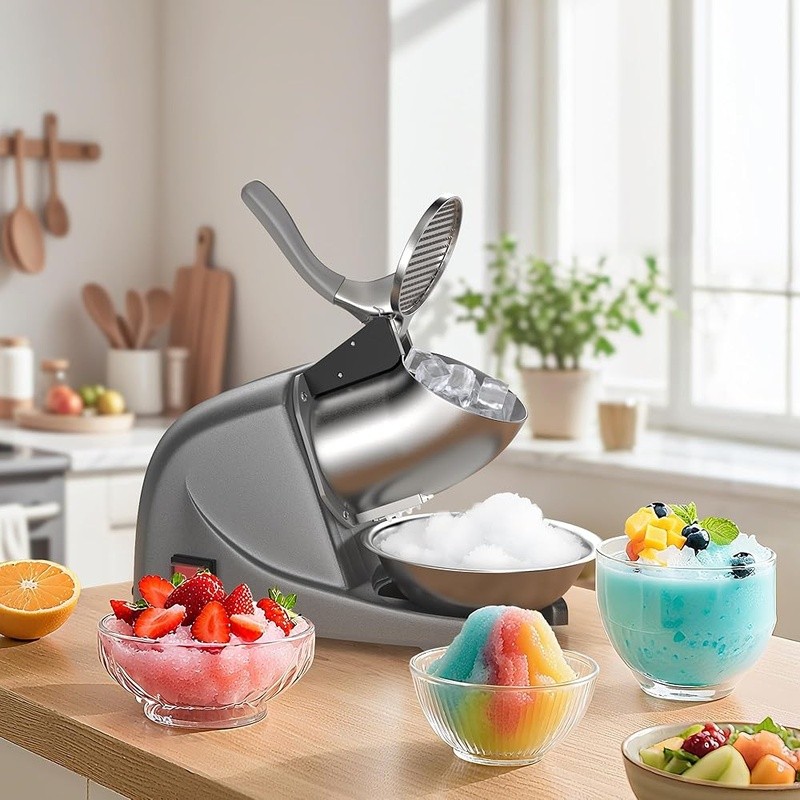 High Efficiency Ice Shaver Three Blades Snow Cone Machine W/ Waterproof Switch