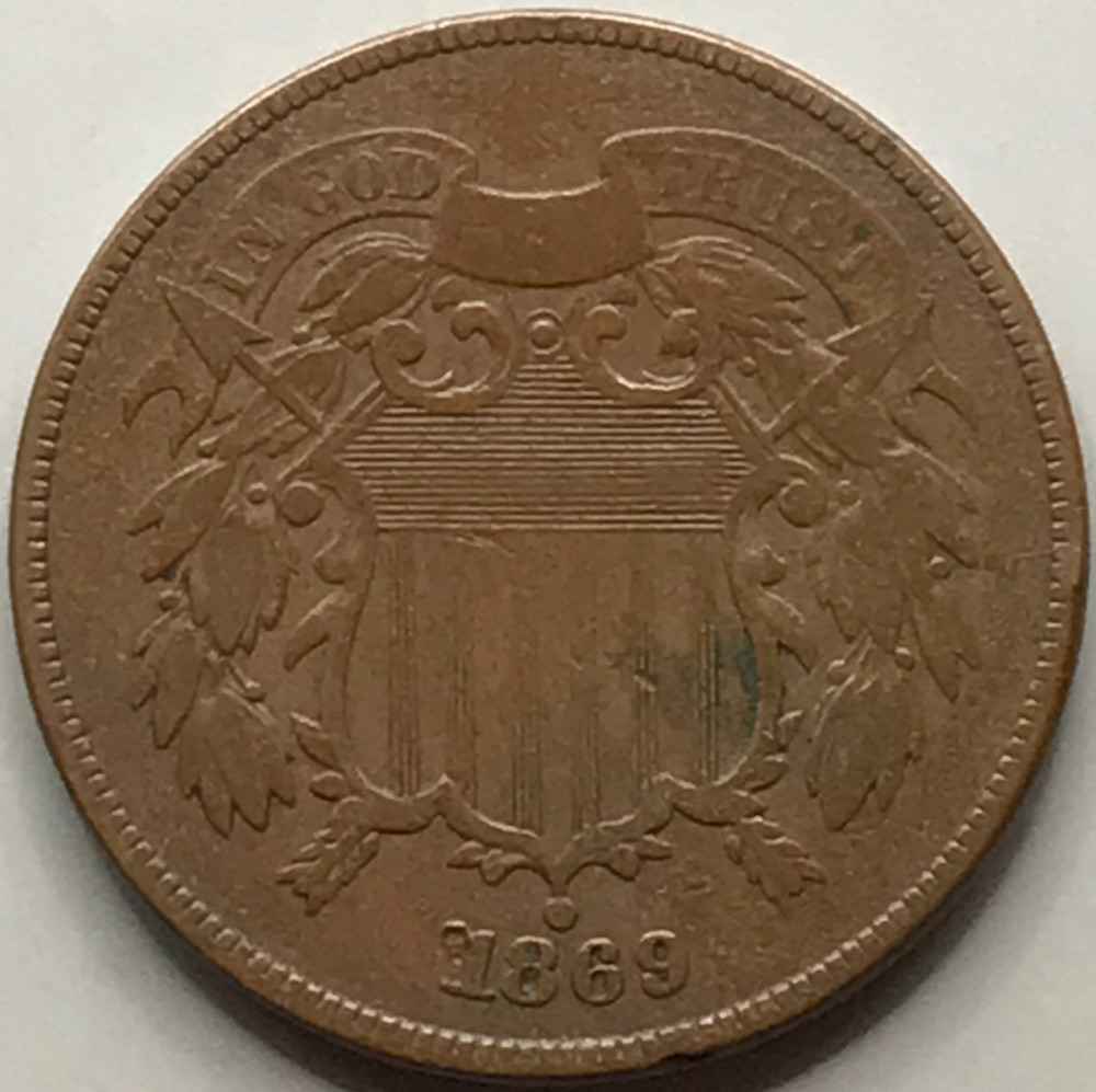 1869 2 Cent Piece Type Coin Nice VF-XF Condition