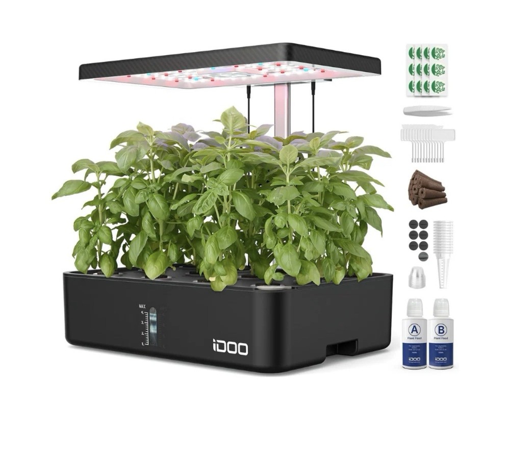 Idoo 12-Pod Hydroponics Growing System Indoor Herb Garden with LED Light - A2000
