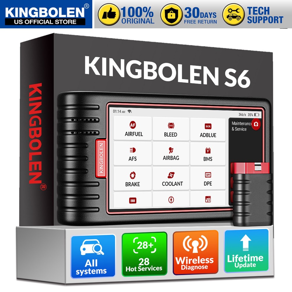 KINGBOLEN S6 Car Diagnostic Tool OBD2 Scanner ALL System Bluetooth- Free Update