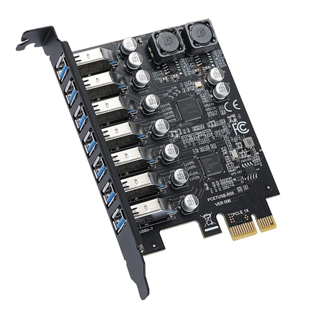 1 PC USB3.2 PCI-E Expansion Card Adapter 7 Ports Hub Adapter External Controller