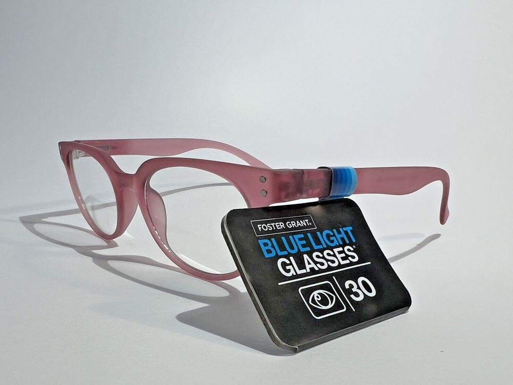 Foster Grant - Blue Light blocking computer phone glasses clear lens PINK frames