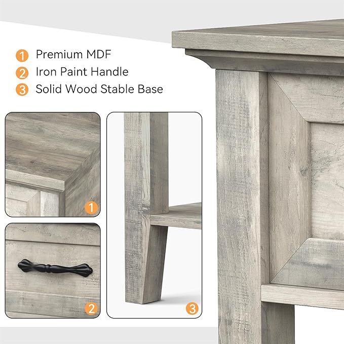 Grey Nightstand Modern End Table Side Table with Storage Drawer for Bedroom