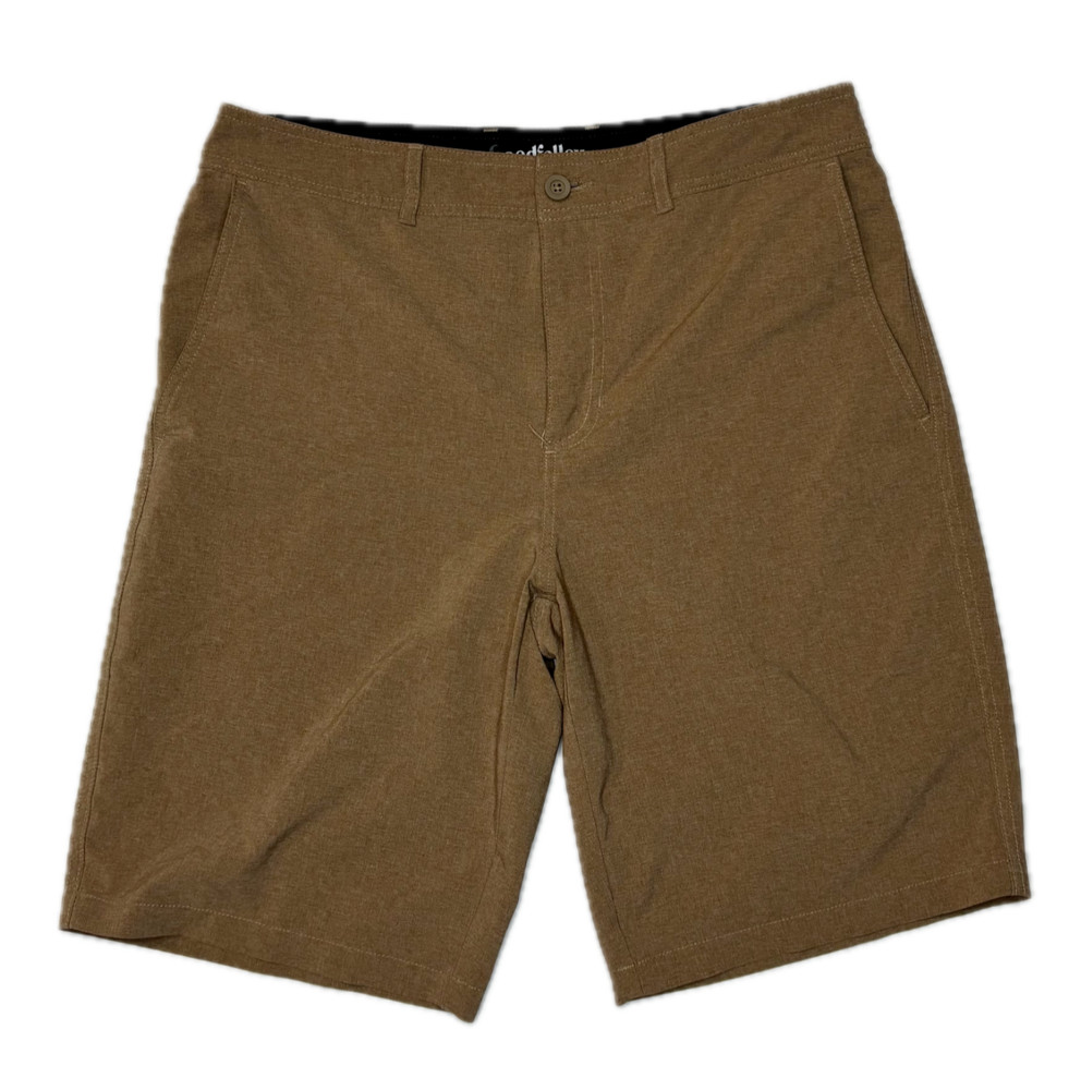 Goodfellow & Co Shorts Flat Front Men's 33" Brown Heathered Poly Blend Pockets