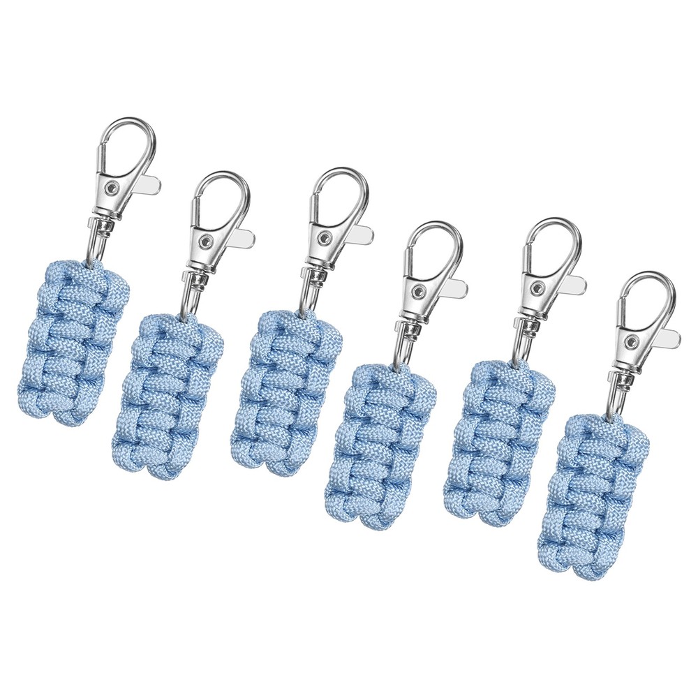 6pcs Paracord Zipper Pulls, Paracord Lanyard Keychain for Backpacks, Sky Blue