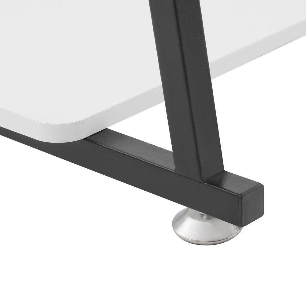 3-tier Computer Desk, Home Office Desk, Rolling Computer Desk, Black, White