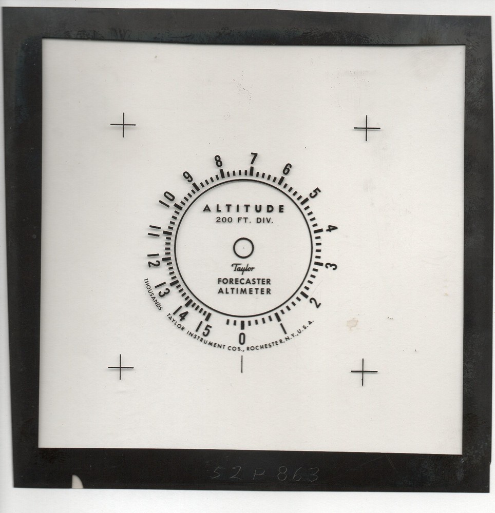 1950's Taylor Instruments 200 Ft. Div. Forecaster Altimeter Production Stencil