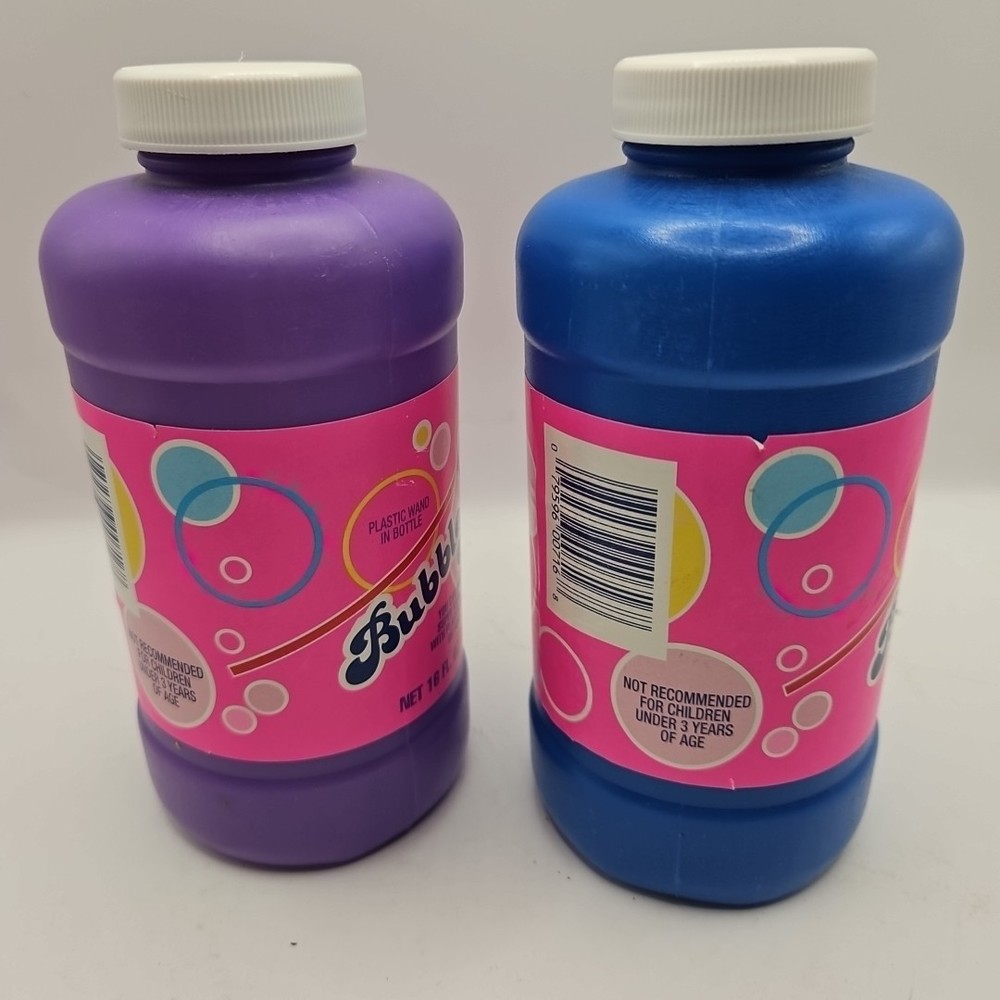 Two Vintage Bubble Joy Bubble Solution 16 Oz. Bottles W/ Plastic Wand Sealed