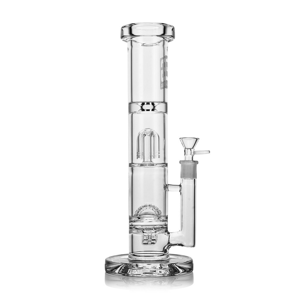 Straight Beaker, Premium Dual Chamber Tree & Matrix Percs | 12" Tall, 7mm Thick