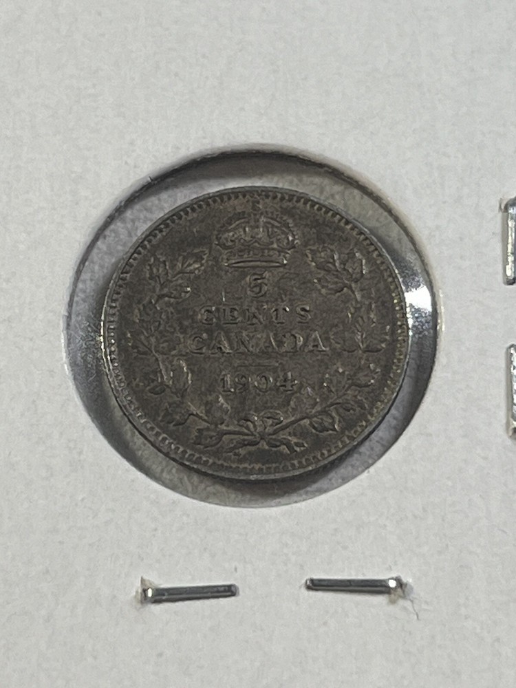 1904 Canada 5 Cents Small Silver Coin