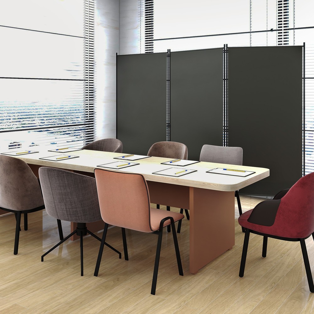 3-Panel Room Divider Folding Privacy Partition Screen for Office Room Grey