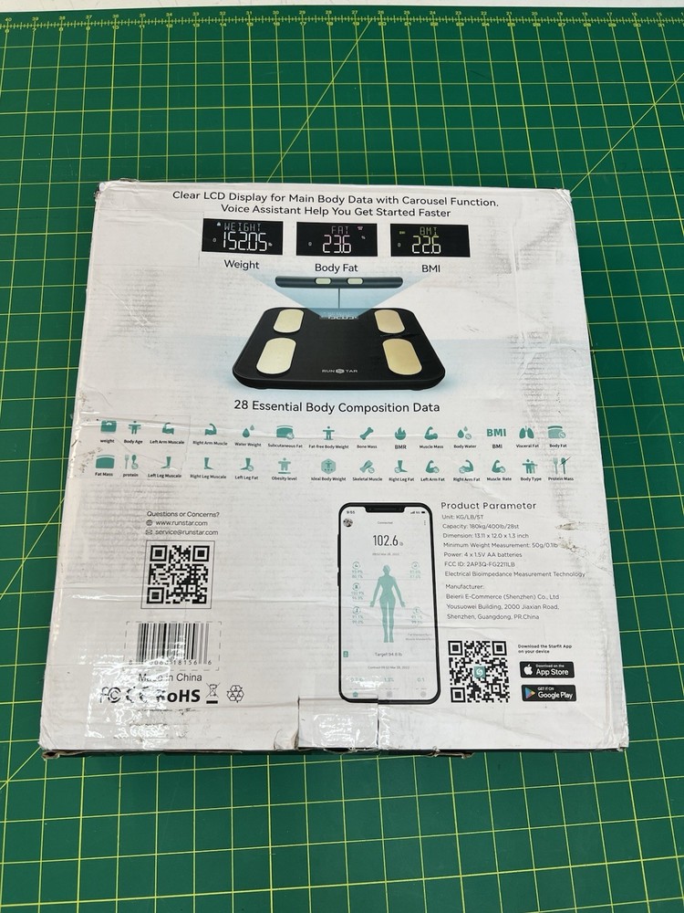 Runstar Smart Body Composition Scale 8 Electrode BMI Bluetooth App