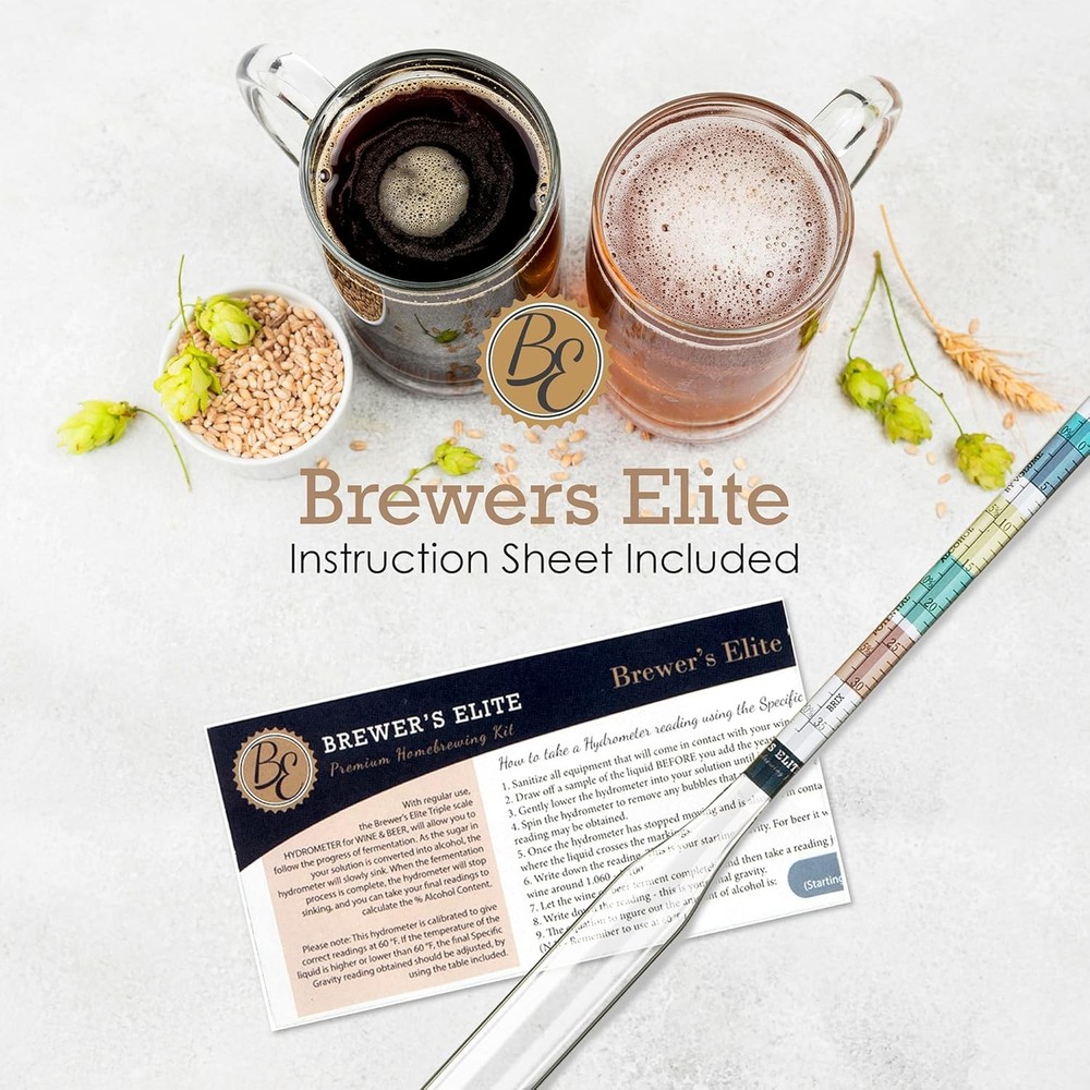 Brewer's Elite Hydrometer & & Plastic Test Jar Kit, Clear