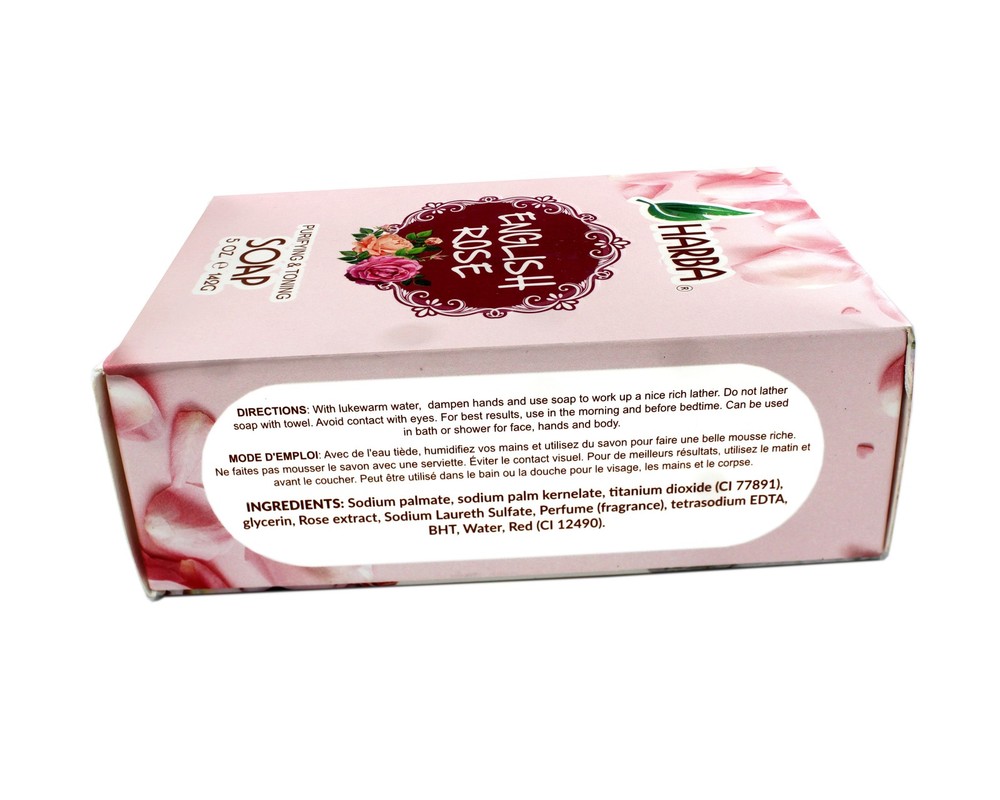 Harba Bath Soap, Purifying & Toning, English Rose, 5 OZ - 5 Pack