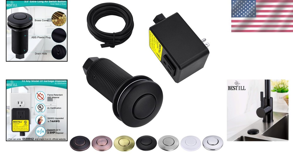 Luxurious Brass-Covered Garbage Disposal Air Switch with Easy Installation