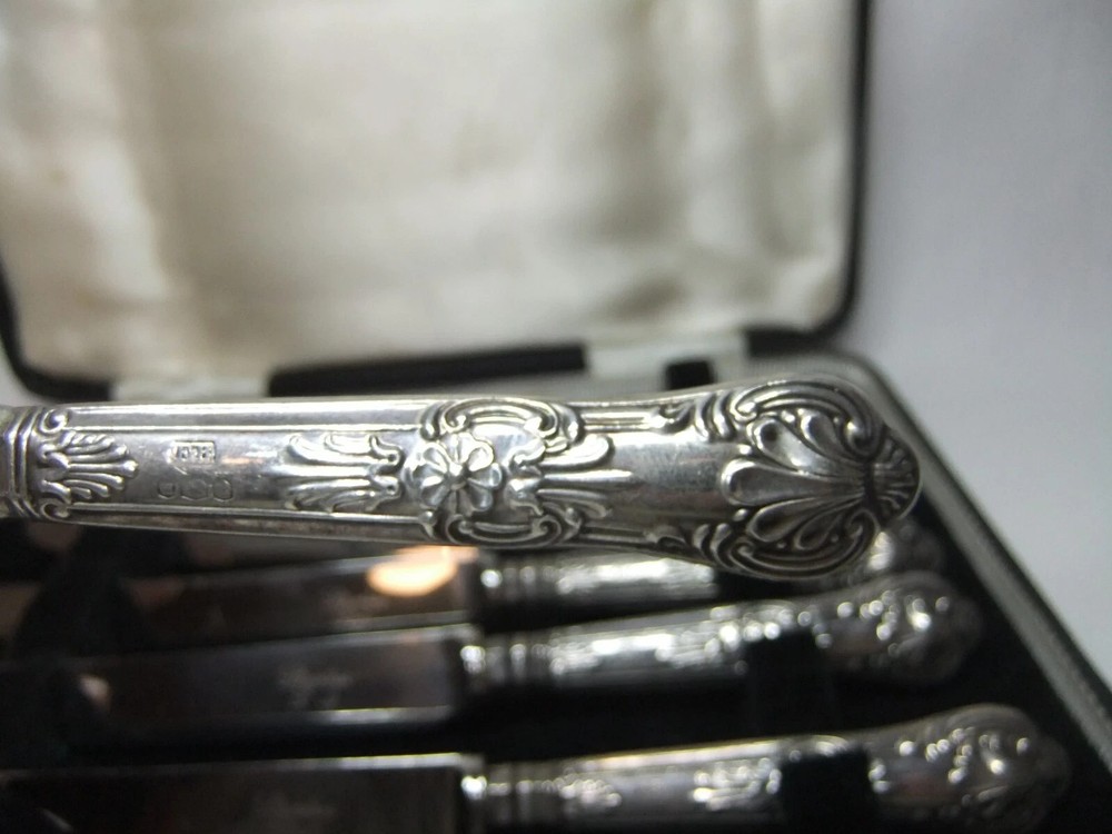 Sterling Solid Silver Tea Fruit Cutlery x 6 FB Sheffield Queens Pattern Six 126g