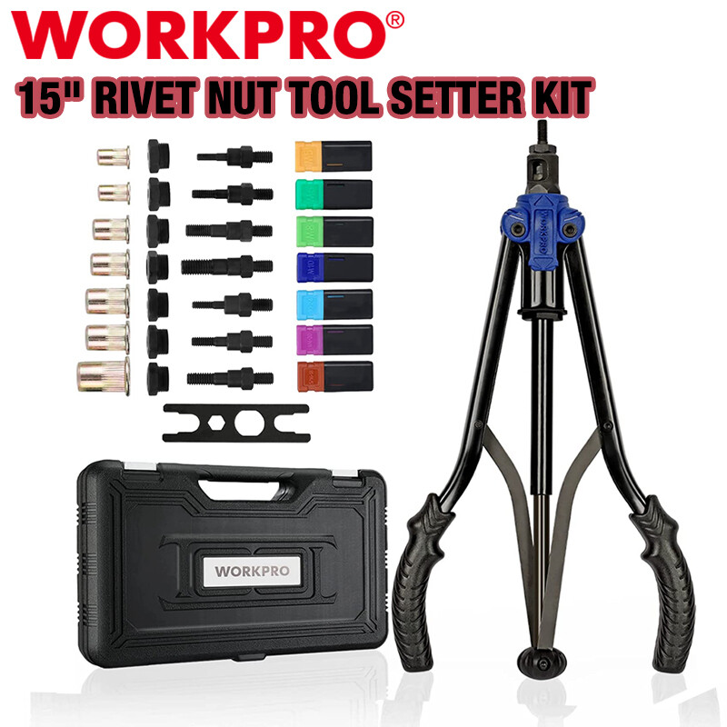 WORKPRO 15" Rivet Nut Tool High Leverage Rivnut Tool with 7 Metric Inch Mandrels
