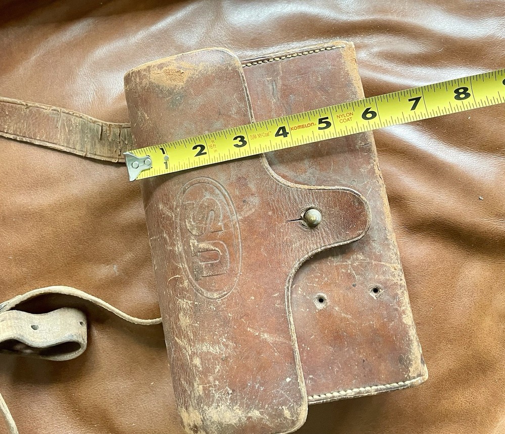 US MILITARY WW1 Artillery Leather Box w/ Shoulder Strap