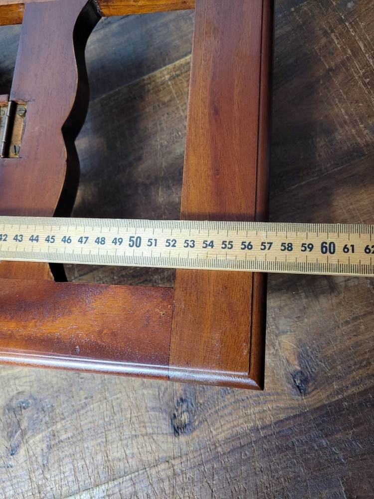 Vintage Solid Timber Tabletop Book Holder, Brass Hinges, Turned Timber Feet
