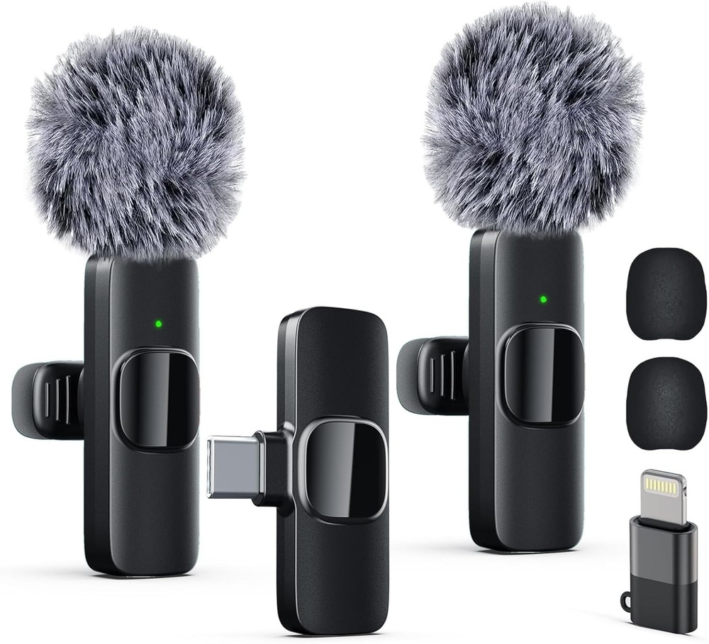 Rechargeable Wireless Mic Set for iPhone & Type-C Devices - Perfect for Vlogs