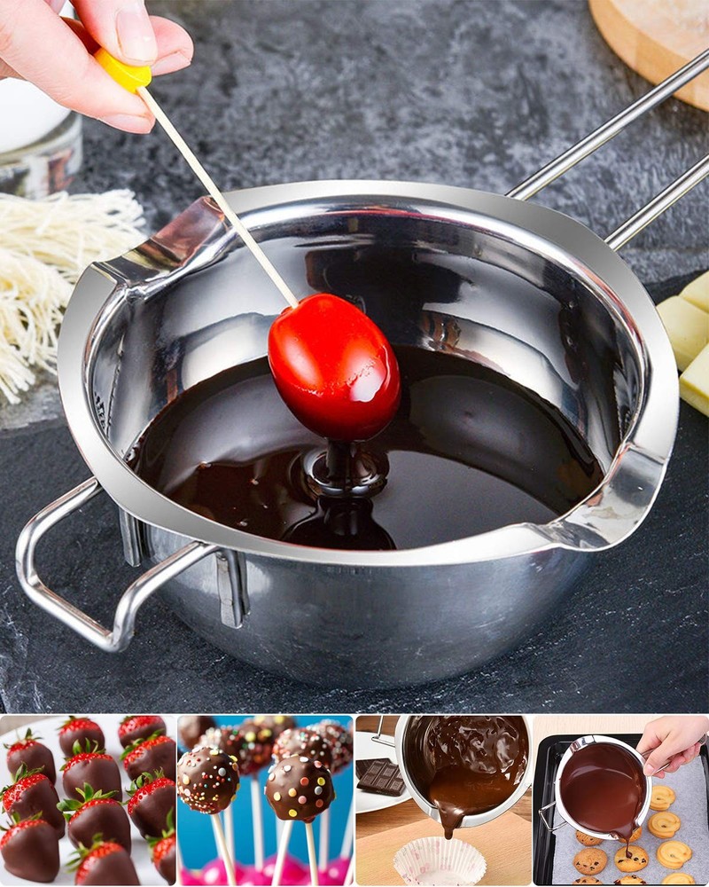 Stainless Steel Double Boiler Pot for Melting Chocolate, 480ML, Silver Handle