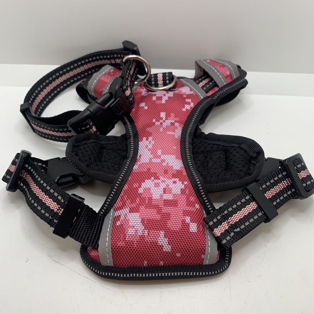 WINSEE Pink Camo, No Pull Pet Harness with Dog CollarAdjustable Reflective Small