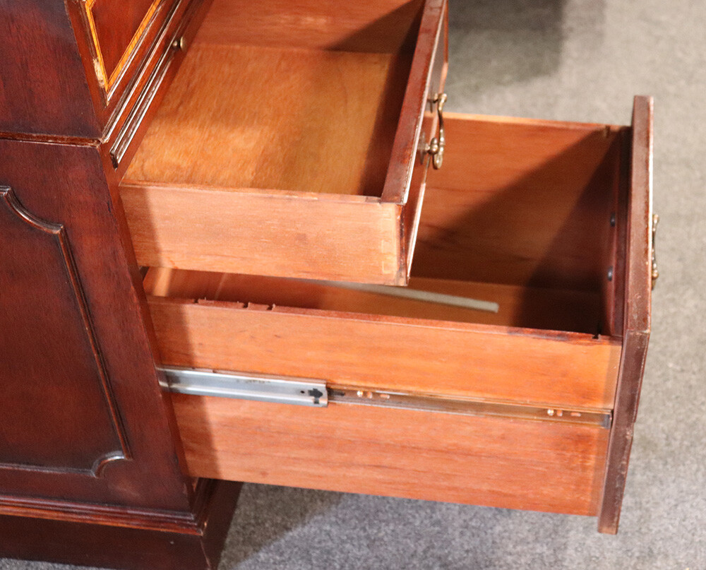 Unique Leather Top English Made Four Piece Executive with Superstructure