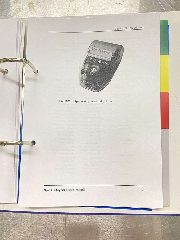 Zeutec Spectra Alyzer - Users Guide / Instructions Manual