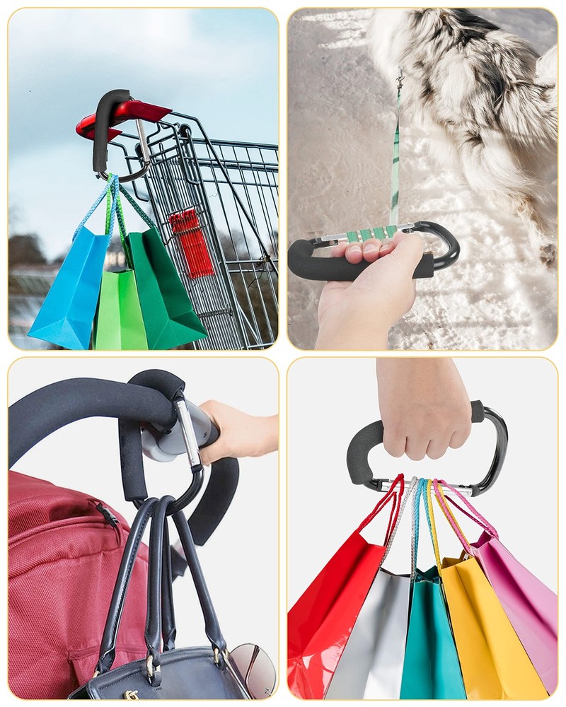 Stroller Hooks, 6.3" Large Clip, 2 Pack Hooks for Black