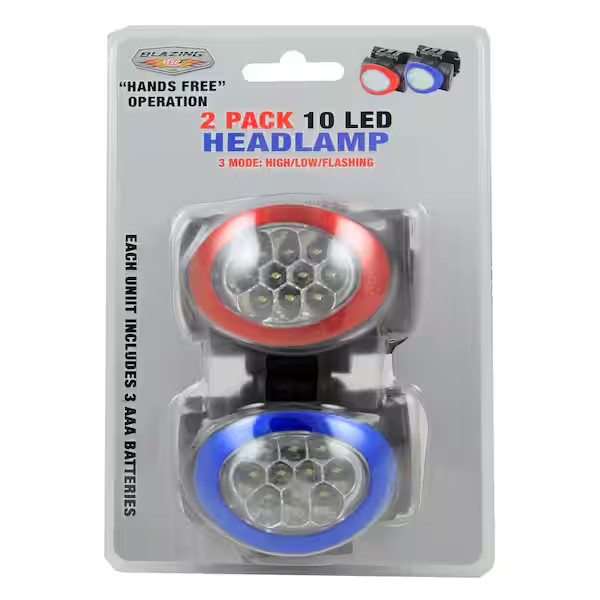 Battery Operated 10 LED Headlamp (2-Pack)