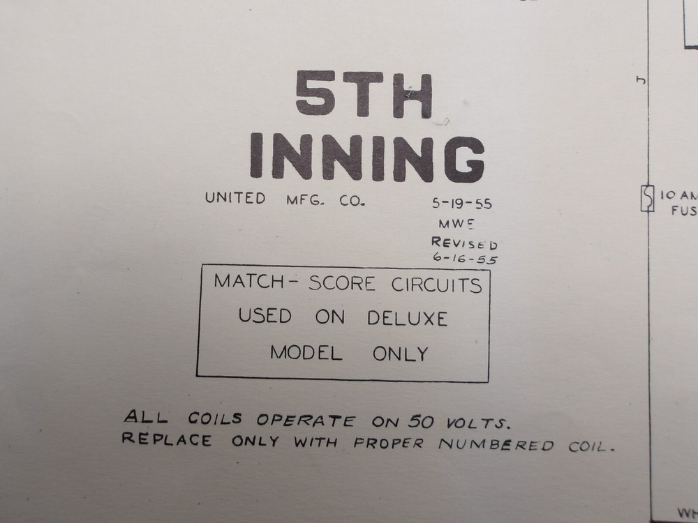 United: 5th Inning- Pitch n Bat -Schematic -NOS