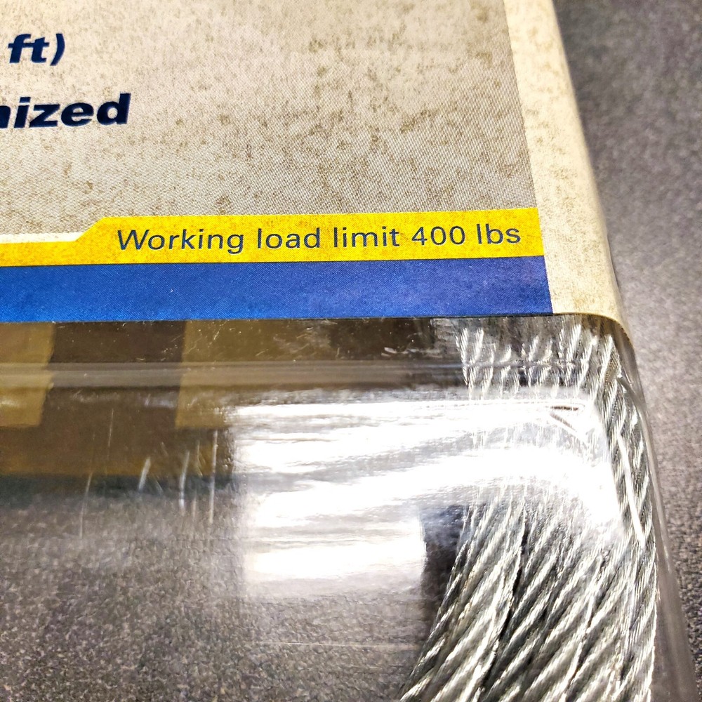 EquipRite 30ft 1/8" Galvanized Wire Rope Aircraft Cable 400lb Working Load - NEW