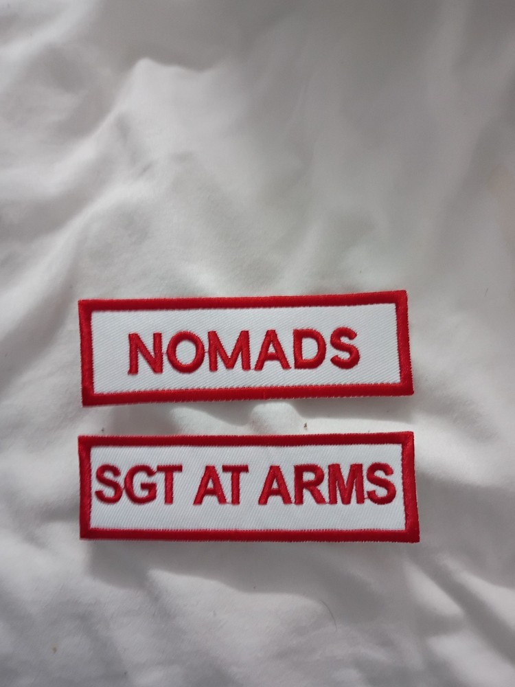 6 Pc. Red and White M C Front Patch Set