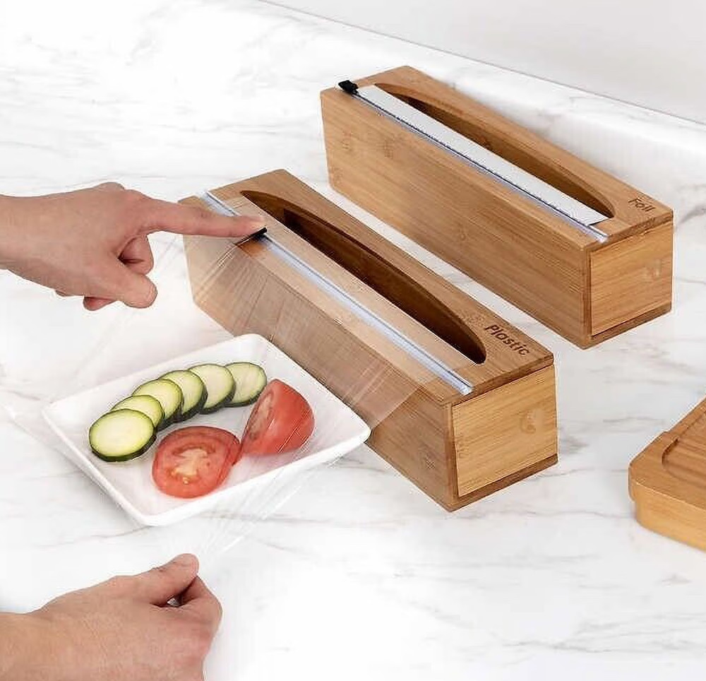 Bamboo Foil & Plastic Wrap Dispenser 2-piece Set