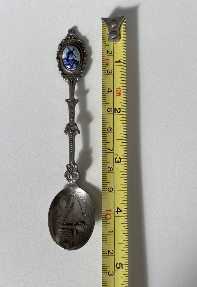 Rare WINDMILL Silver Spoon Marked Argente Sailboat Windmill