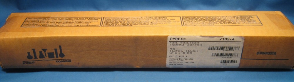 PYREX 4.0 ML VOLUMETRIC PIPETS COLOR-CODED X6 NOS FREE SHIPPING     E