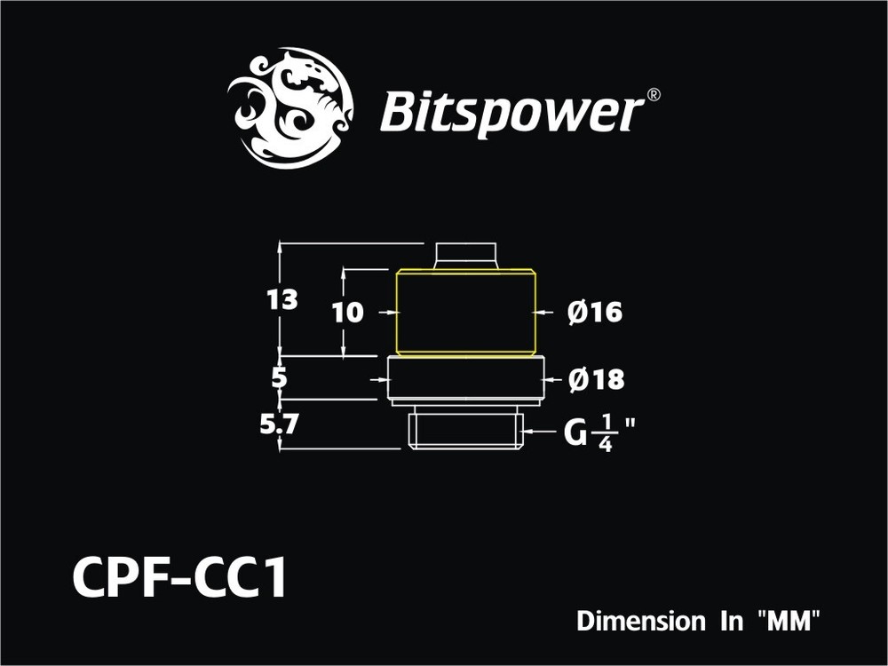 Bitspower G1/4 Silver Shining Compression Fitting CC1 ID 1/4" OD 3/8" BP-CPF-C1