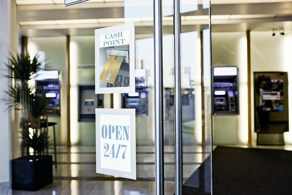 DURABLE ADHESIVE DISPLAY FRAME A4 WITH FOLDING MAGNETIC CLOSURE PANEL