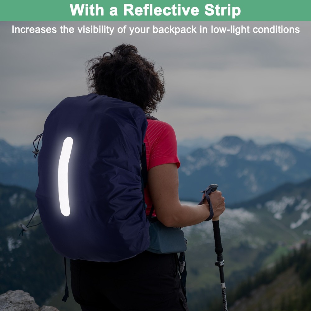 65L-75L Backpack Rain Cover with A Vertical Reflective Strap [Old Blue]
