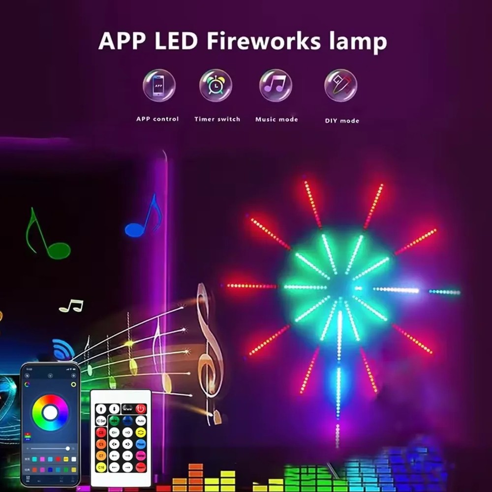 RGBIC Firework Strip Lights LED Bluetooth APP Control Neon Strip USB 5V Changing