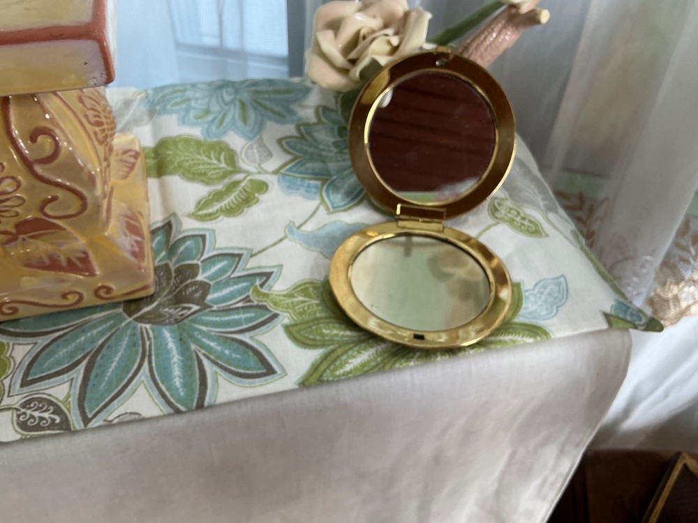 VNTG 2 SIDED VICTORIAN IMAGE SCENE DOUBLE MIRROR COMPACT GERMANY
