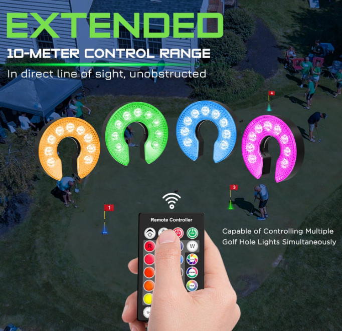 Rechargeable LED Golf Hole Light - Waterproof, Remote, Night Putting Golf Lights